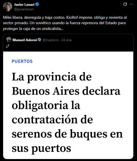 El Gobierno y Kicillof chocan por una obligación portuaria