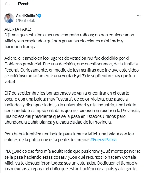 Axel Kicillof X Fake News