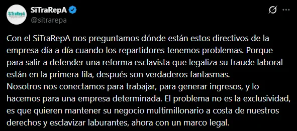 El descargo de SiTraRepA