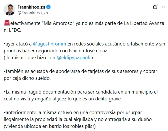 El anuncio de la expulsión de Amoroso de Las Fuerzas del Cielo.