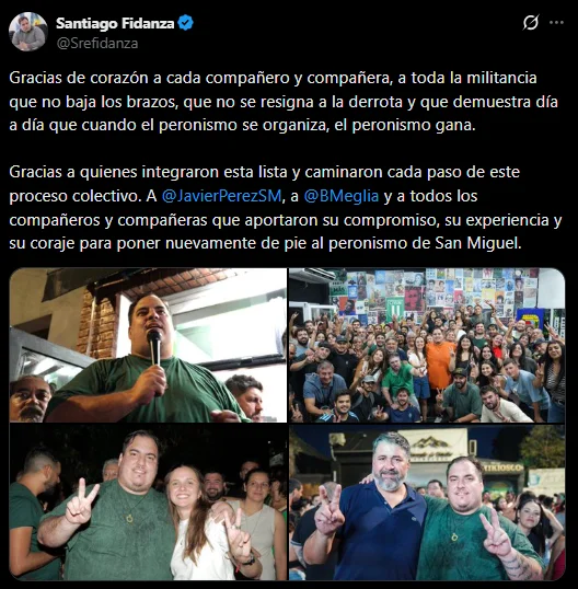 Fidanza agradeció a los integrantes de la lista y destacó la "nueva etapa" del PJ local