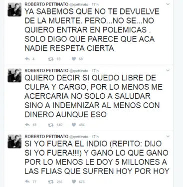 “Si yo fuera el Indio, le daría por lo menos cinco millones a las familias”