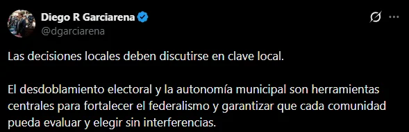 Garciarena se refirió en X a la propuesta.