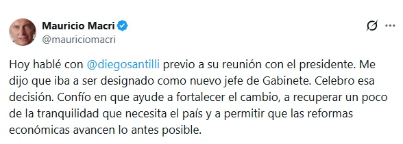 Macri en X.