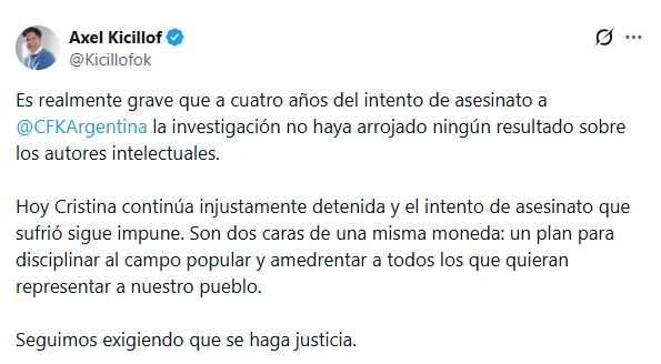 Kicillof en X.