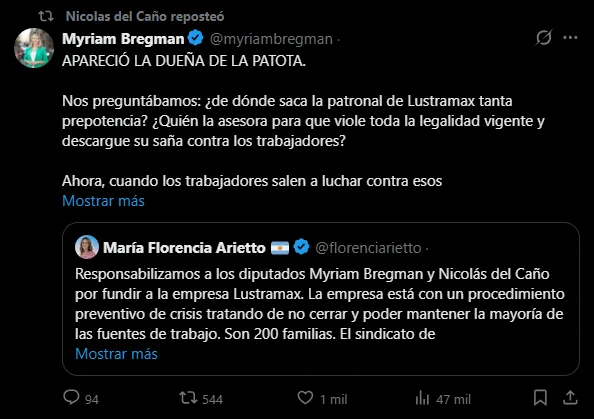 Lustramax: Arietto acusó al FIT y Bregman salió al cruce