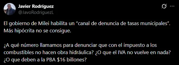 El ministro de Desarrollo Agrario bonaerense criticó el canal de denuncia de tasas