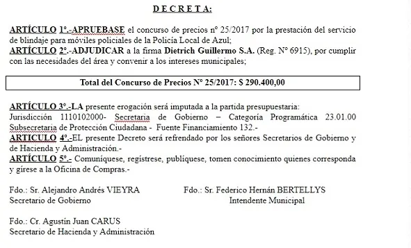 Crece la polémica tras que Bertellys habría contratado a una empresa de Dietrich