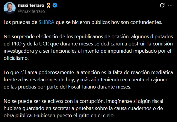 Ferraro, diputado nacional y titular de la Comisión Investigadora sobre la Criptomoneda $LIBRA