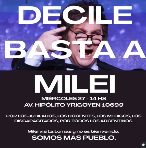 Vecinos y organizaciones convocan a repudiar la caravana de Milei en Lomas de Zamora Vecinos y organizaciones convocan a repudiar la caravana de Milei en Lomas de Zamora