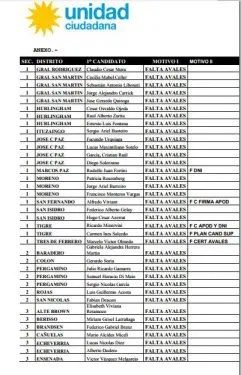 Unidad Ciudadana bajó de las PASO 62 listas