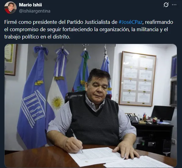 En José C. Paz, el intendente Mario Ishii encabezará la nueva conducción