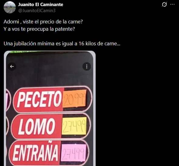 Respuesta a Adorni en X Respuesta a Adorni en X