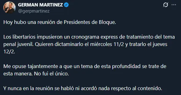 Germán Martínez tras la reunión del bloque por la reforma laboral