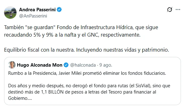La productora agropecuaria y dirigente rural Andrea Passerini alertó sobre la subejecución del Fondo Hídrico.