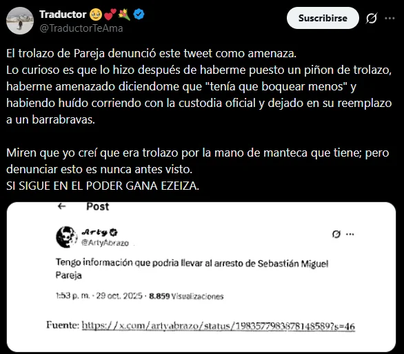 Esteban Glavinich (conocido como @TraductorTeAma en X)