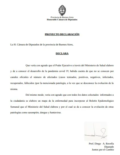 Desde la oposición reclaman la creación de un “mapa epidemiológico”
