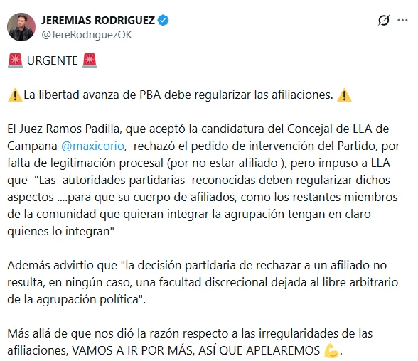 Rodríguez en X.