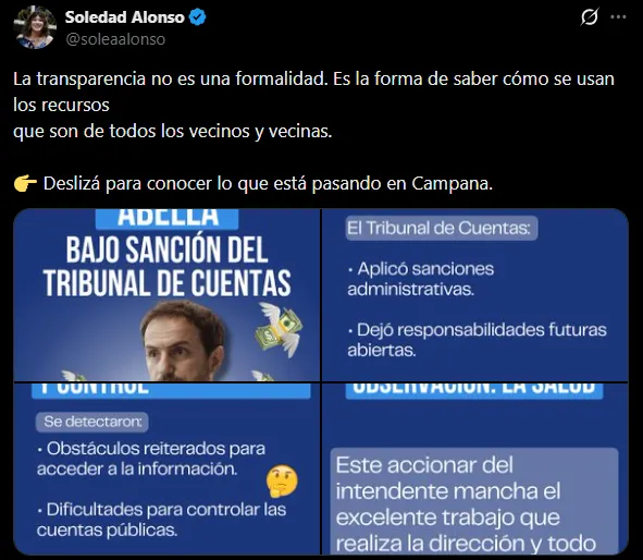 Alonso sobre la gestión de Abella en Campana