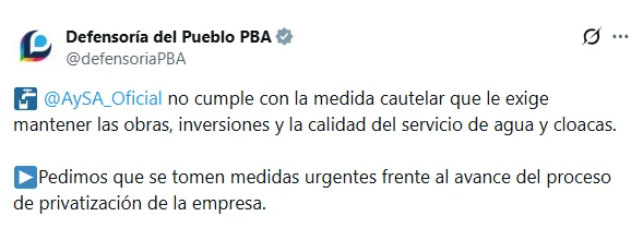 Defensoría en X.