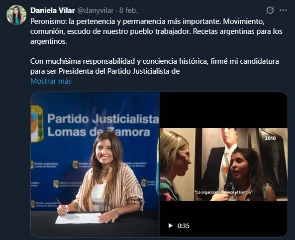 La ministra bonaerense Daniela Vilar será la presidenta del PJ de Lomas de Zamora