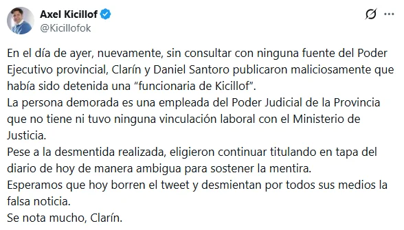 Kicillof en X.