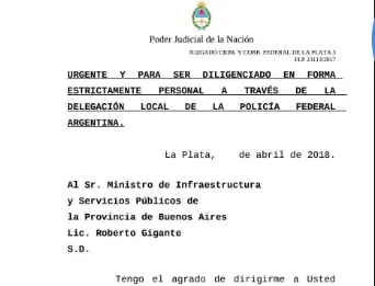El ministro Gigante a la justicia por la contaminación del agua