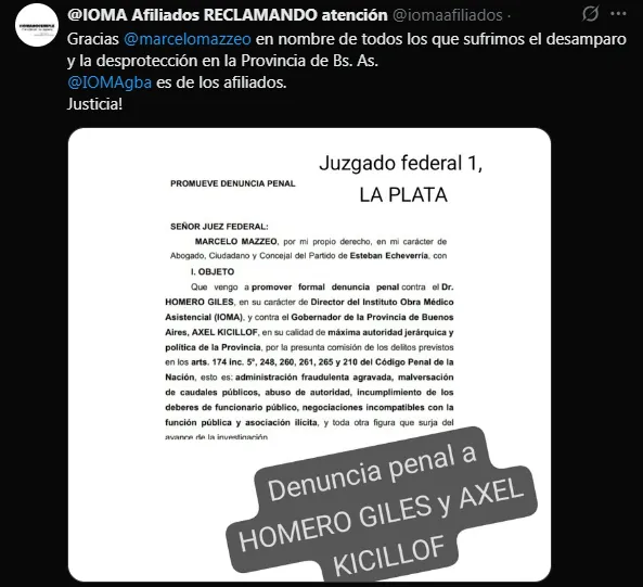 Denuncia contra Kicillof y Giles