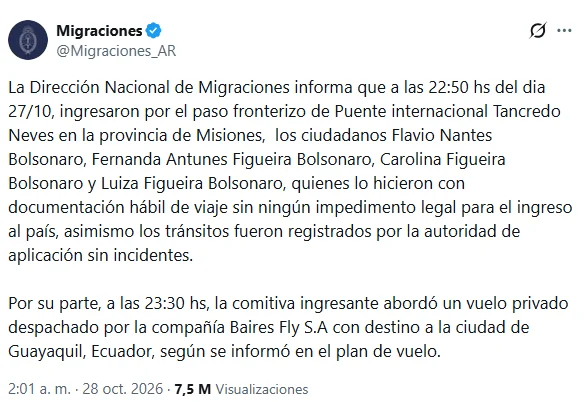 Dirección Nacional de Migraciones.