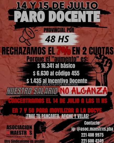 Convocatoria al paro docente.