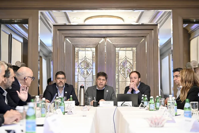 Axel Kicillof, Carlos Bianco y Pablo López en Nueva York