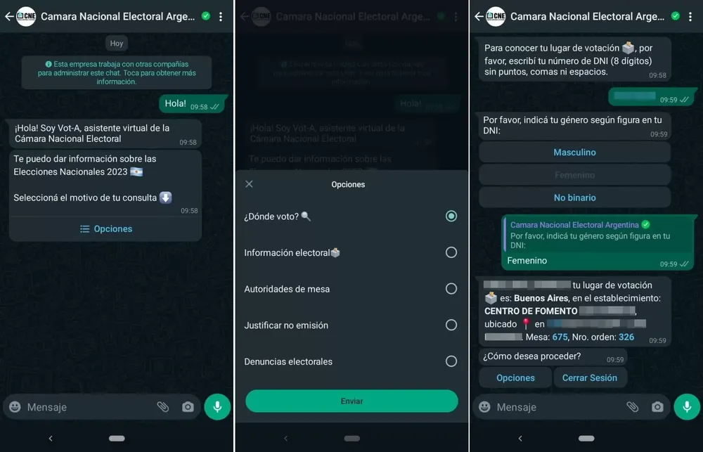 ¿Dónde voto? Consultá el padrón desde tu Whatsapp con el nuevo Chatbot de la Cámara Electoral