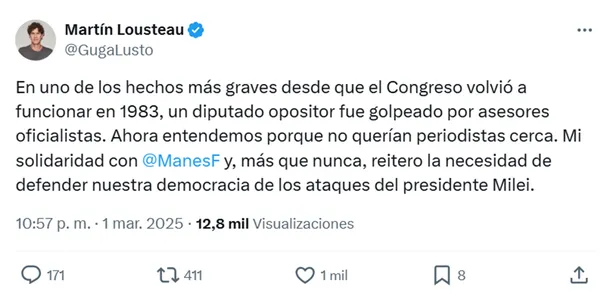 Respuesta de Martín Lousteau a Milei