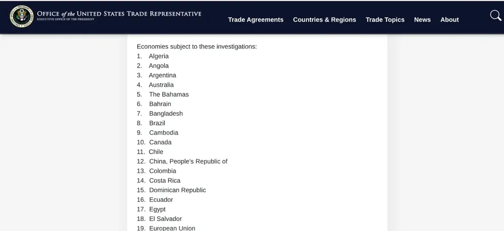 Estados Unidos incluye a la Argentina en una investigación comercial por trabajo forzoso