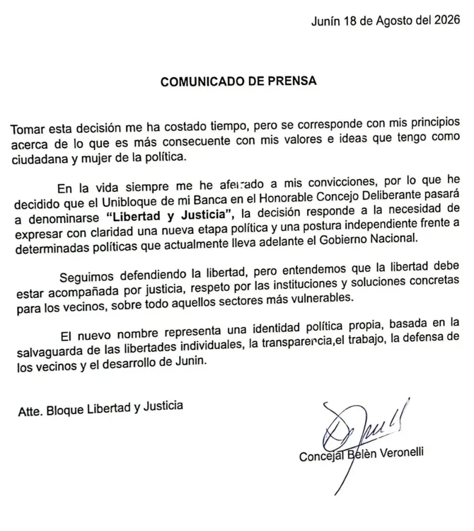 El comunicado de Veronelli.