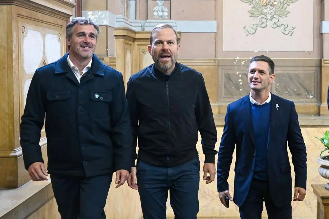 Achával durante el encuentro en Gobernación