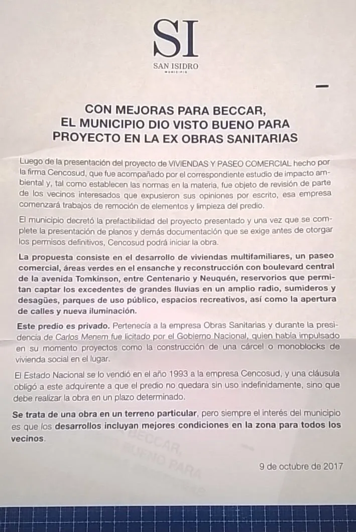 Vuelven a reclamar a Posse por la construcción de un megaemprendimiento inmobiliario