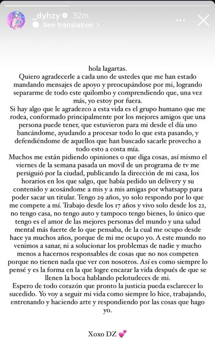 El descargo de Dyhzy Fernández tras las denuncias contra su padre