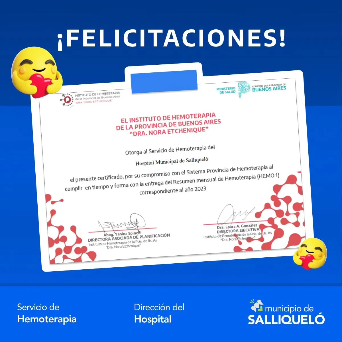 Reconocimiento al Hospital de Salliqueló.