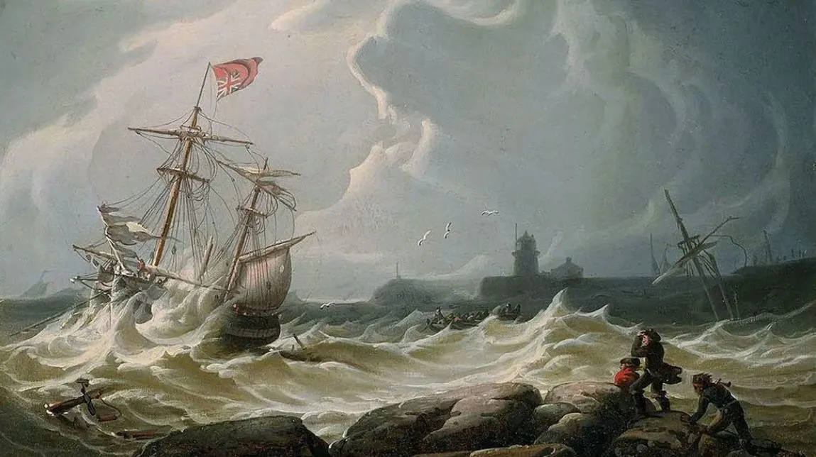 Barco en tormenta una obra de Robert Salmon