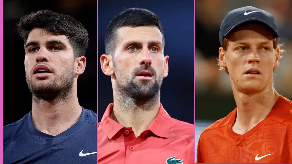 Carlos Alcaraz, Novak Djokovic y Jannik Sinner