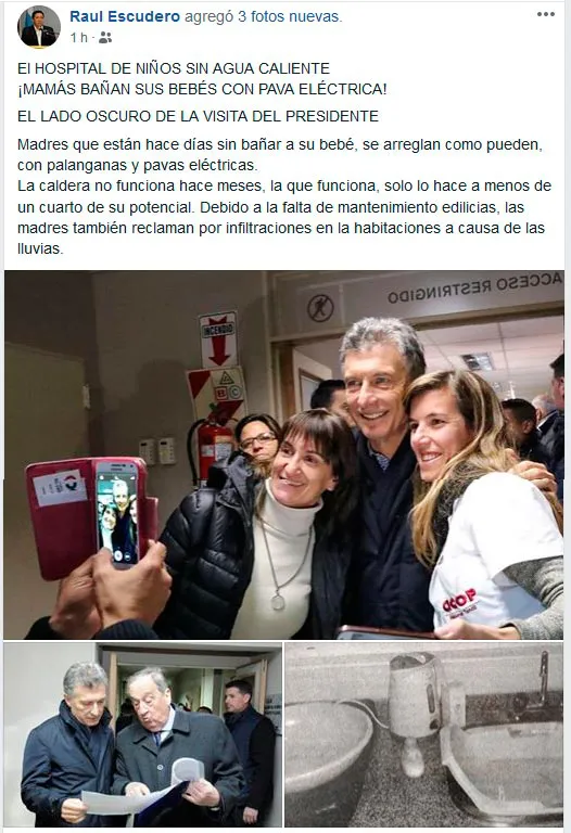 ¿Lunghi llevó a Macri a un hospital donde no funciona el agua caliente?
