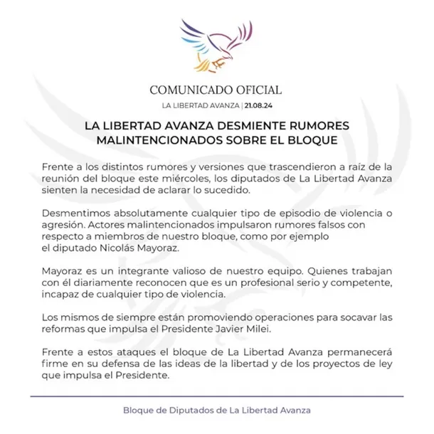 Tensión en La Libertad Avanza: denuncia y defensa de Mayoraz