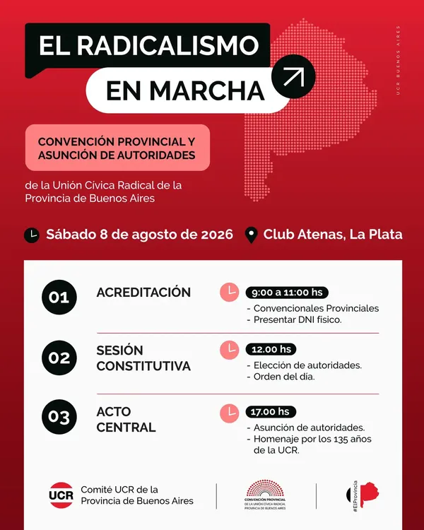 El 8 de agosto el radicalismo bonaerense se pone en marcha.