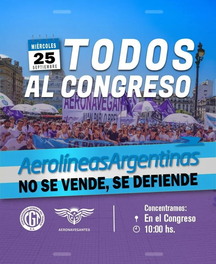 Aerolíneas en peligro: aeronáuticos marcharán al Congreso contra la privatización