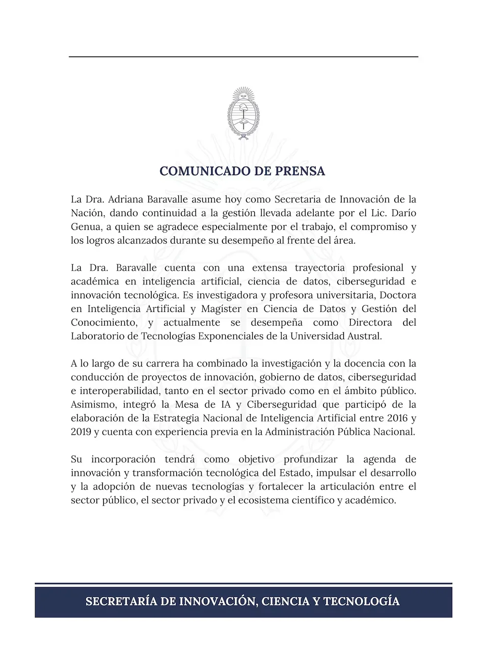 Comunicado de prensa