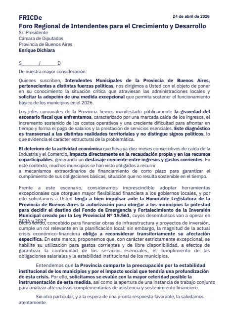 Nota del Fricde Fondos Intendentes