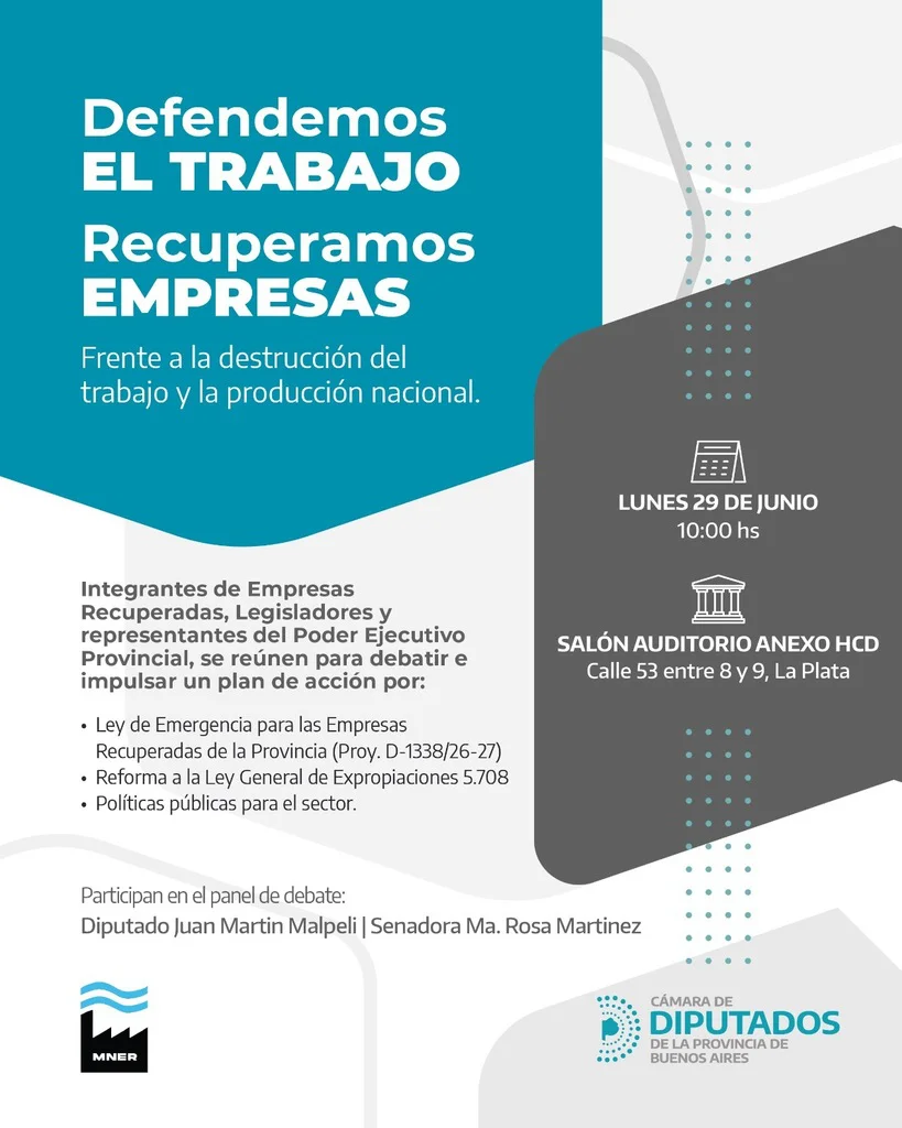 Jornada legislativa por empresas recuperadas.