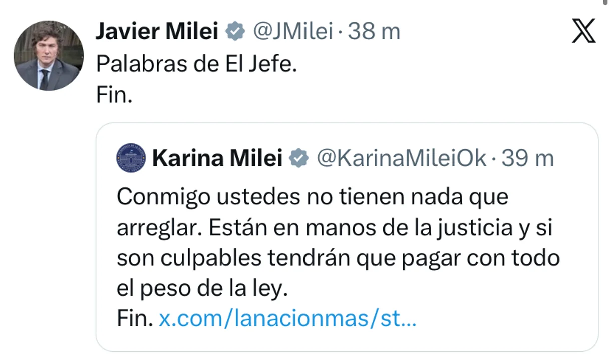 Karina y Javier Milei X