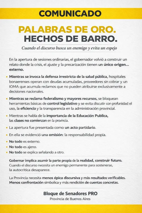 Comunicado del PRO PBA